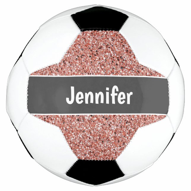 Balón De Fútbol Purpurina Girly Rosa Personalizada Niños (Anverso)