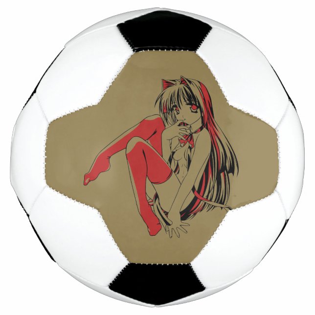Balón De Fútbol R & B Manga, Neko Catgirl Furry Loli Anime (Anverso)