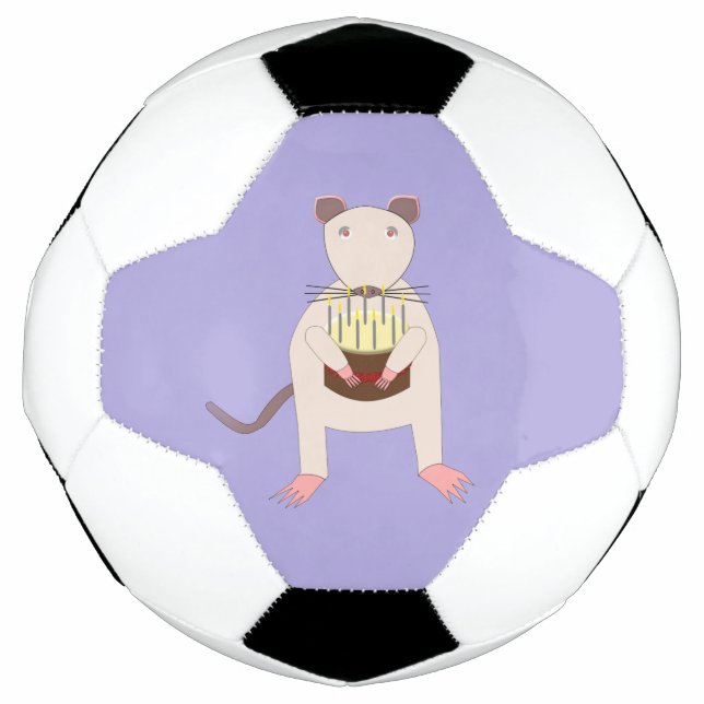 Balón De Fútbol Rata siamesa con pastel de cumpleaños (Anverso)