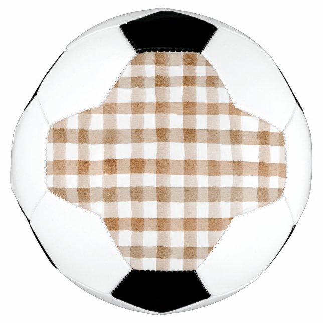 Balón De Fútbol Rayas Marrones Crema Cuadro Tan (Anverso)