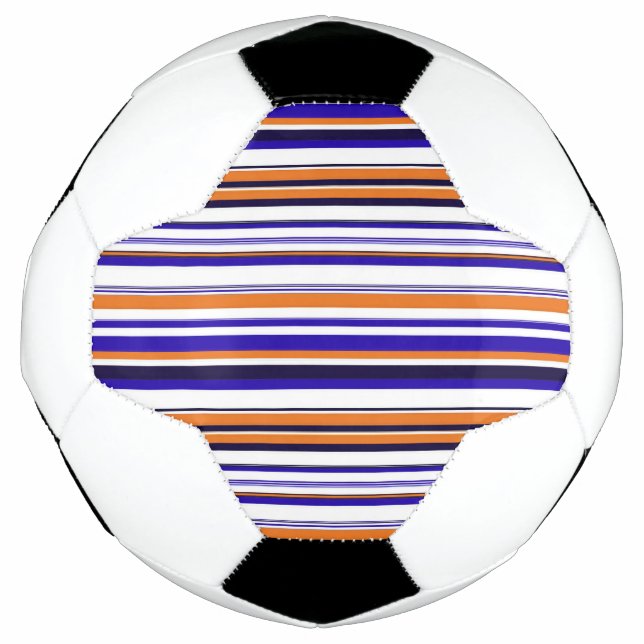 Balón De Fútbol Rayas naranjas azules (Anverso)