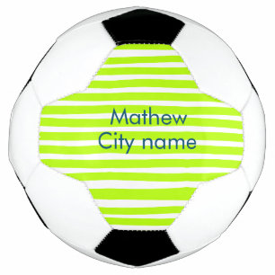 Balón De Fútbol Rayas retro de color amarillo verde neón añaden no