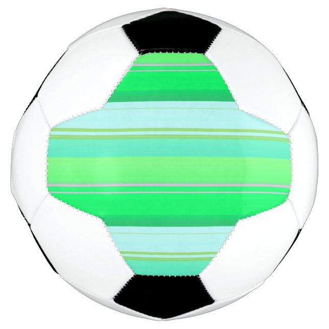 Balón De Fútbol Rayas verdes aqua lindas (Anverso)