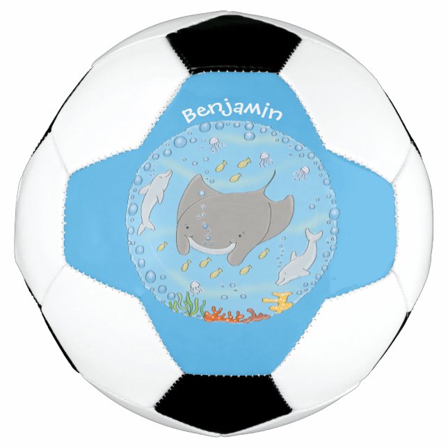 Balón De Fútbol Rayo de manta y burbujas ilustracion personalizado (Anverso)