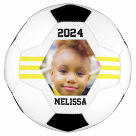 Balón De Fútbol Recuerdo de Fotos Personalizadas Rayas Amarillas