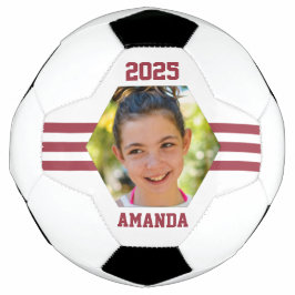 Balón De Fútbol Recuerdo Personalizado de Fotos con Rayas Rojo Int