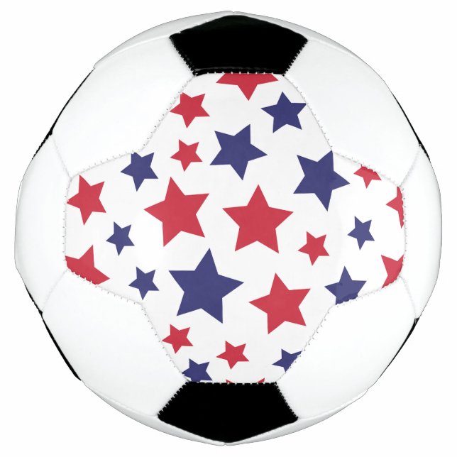 Balón De Fútbol Red and Blue Stars, 4th of July, White Background (Anverso)