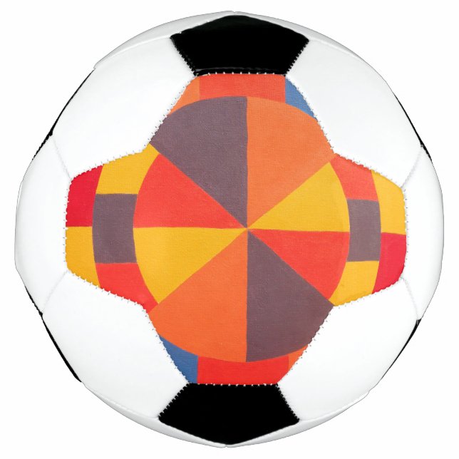 Balón De Fútbol Red and Orange Abstract Bullseye Soccer Ball (Anverso)