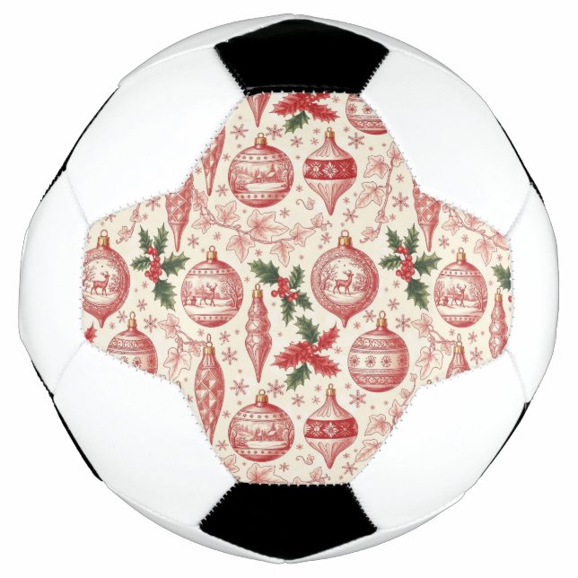 Balón De Fútbol Red Toile Chinoiserie Christmas Ornaments (Anverso)