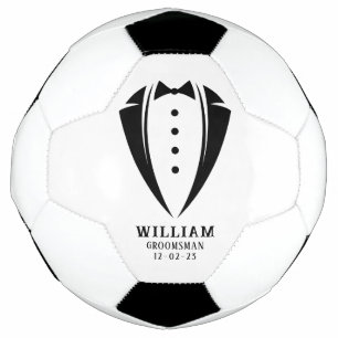 Balón De Fútbol Regalo de Padrino de Traje Negro y Blanco Moderno