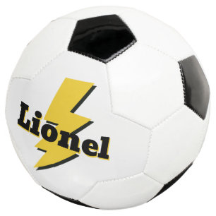Balón De Fútbol Relámpago de rayo amarillo logo nombre personaliza