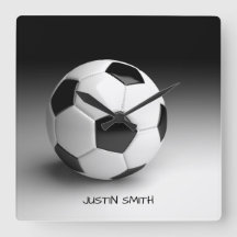 Balón de fútbol reloj de pared cuadrado personaliz