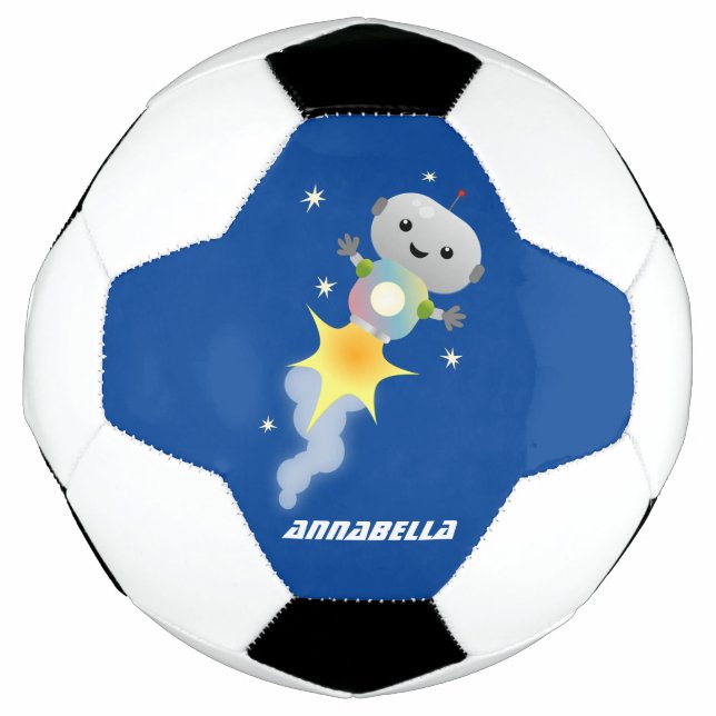 Balón De Fútbol Robot lindo volando en el ilustracion del personal (Anverso)