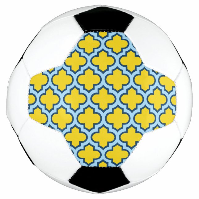 Balón De Fútbol Rojo azul amarillo y bebé, Entramado, Quatrefoil (Anverso)