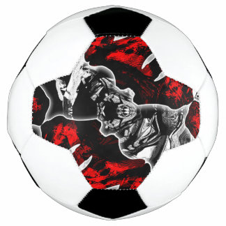 Balón De Fútbol Rojo Negro y Blanco