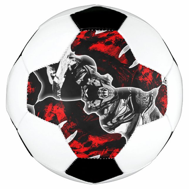 Balón De Fútbol Rojo Negro y Blanco (Anverso)