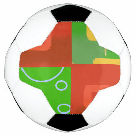 Balón De Fútbol Rojo Verde Geométrico de Navidad 