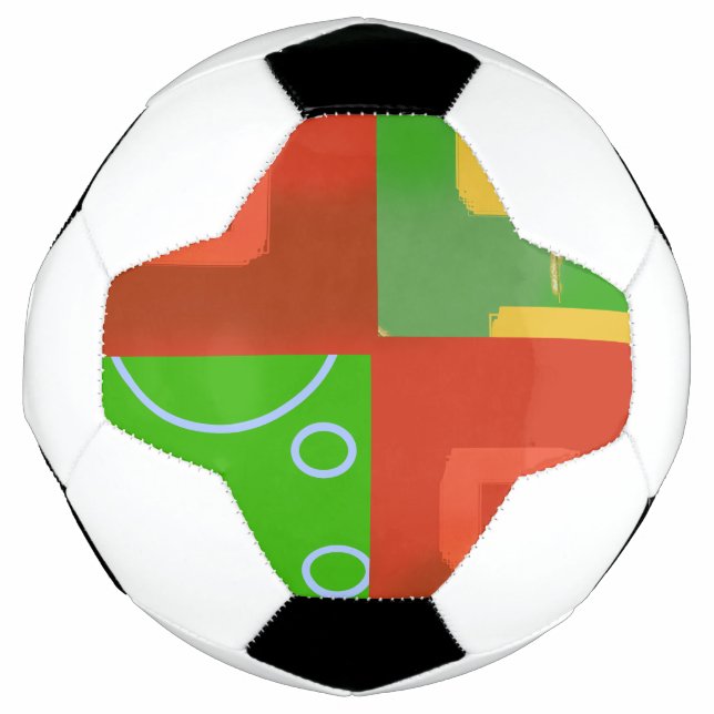 Balón De Fútbol Rojo Verde Geométrico de Navidad  (Anverso)