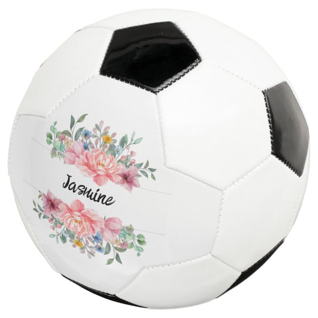 Balón De Fútbol Rosa floral de bola de fútbol (Tres cuartos)