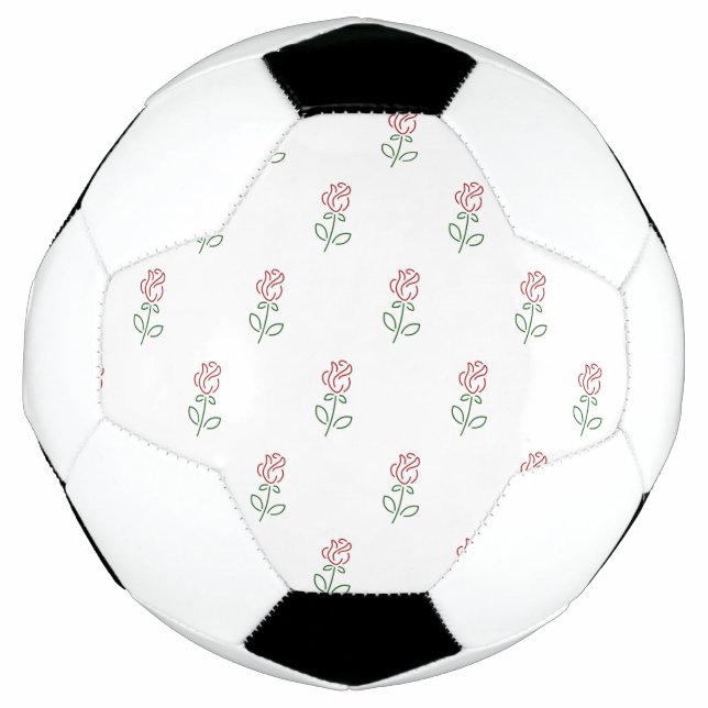 Balón De Fútbol Rosas Rojas, Patrón De Rosas, Flores (Anverso)