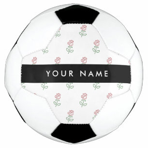 Balón De Fútbol Roses Rojos, Patrón De Rosas, Tu Nombre