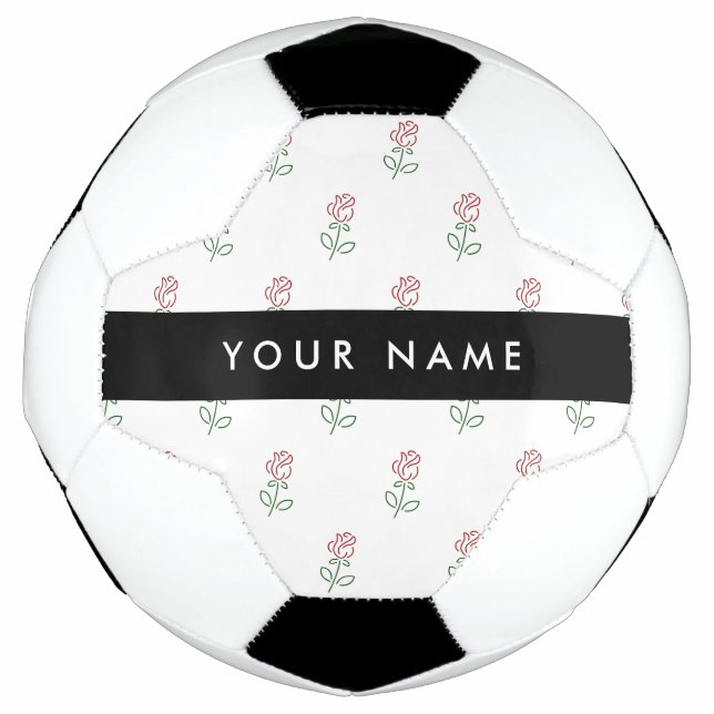 Balón De Fútbol Roses Rojos, Patrón De Rosas, Tu Nombre (Anverso)