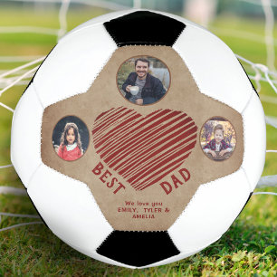 Balón De Fútbol Rustic Mejor Papá Corazón Día del Padre 3 Fotos