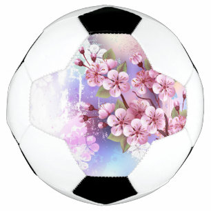 Balón De Fútbol Sakura rosa sobre fondo de pintura
