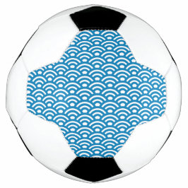 Balón De Fútbol Seigaiha, olas, japonés, azul y blanco