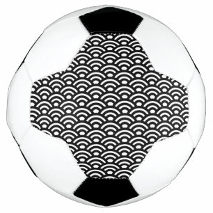 Balón De Fútbol Seigaiha, olas, japonés, blanco y negro