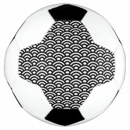 Balón De Fútbol Seigaiha, Waves, Japanese, Black and White