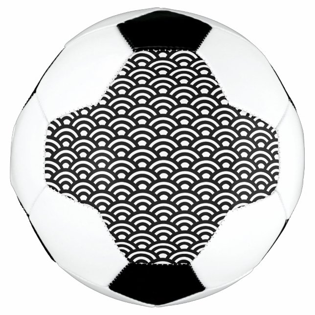 Balón De Fútbol Seigaiha, Waves, Japanese, Black and White (Anverso)