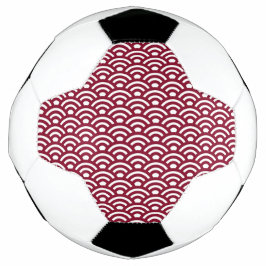 Balón De Fútbol Seigaiha, Waves, Japanese, Burgundy and White