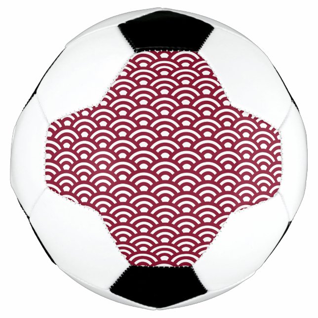 Balón De Fútbol Seigaiha, Waves, Japanese, Burgundy and White (Anverso)