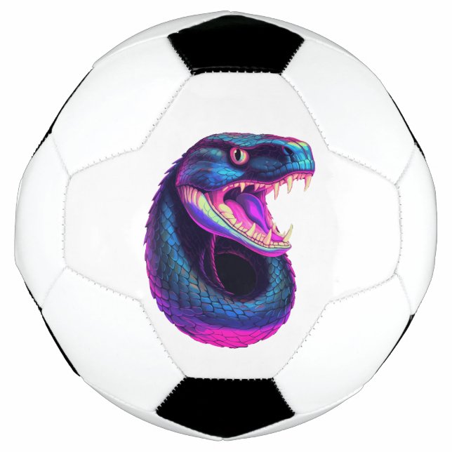 Balón De Fútbol Serpiente Cobra en estilo estético vaporwave (Anverso)