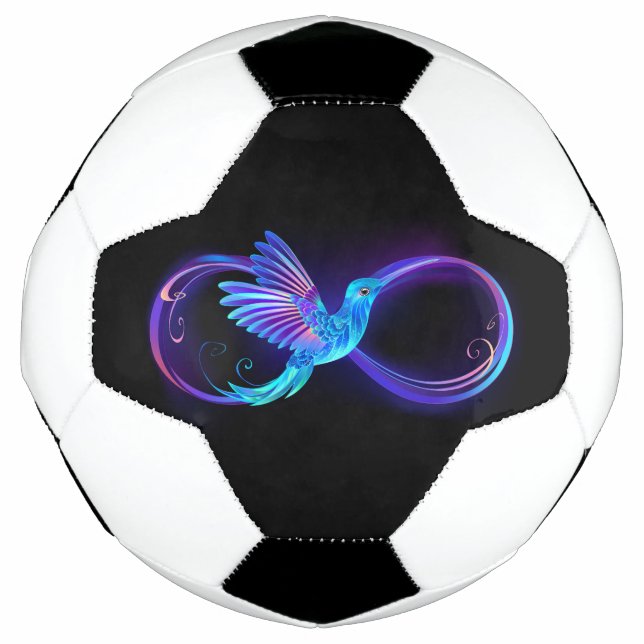 Balón De Fútbol Símbolo de infinito neón con colibrí brillante (Anverso)
