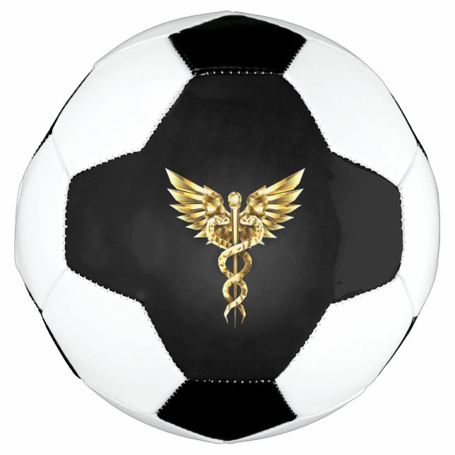 Balón De Fútbol Símbolo poligonal de oro Caduceus (Anverso)