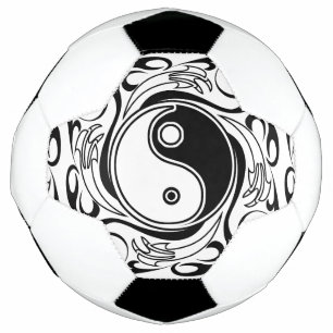 Balón De Fútbol Símbolo Yin & Yang estilo Tatuaje blanco y negro