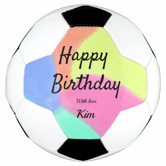 Balón De Fútbol simple caligrafía mínima feliz personalizado de cu (Anverso)