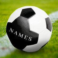 Balón De Fútbol Simple Negro Personalizado Agrega Tu Nombre Elegan