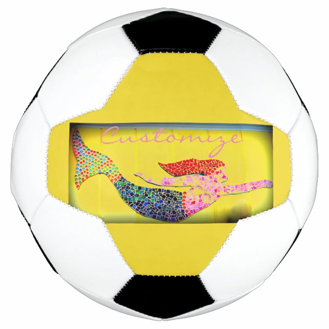 Balón De Fútbol sirena de mosaico subacuático rosa (Anverso)