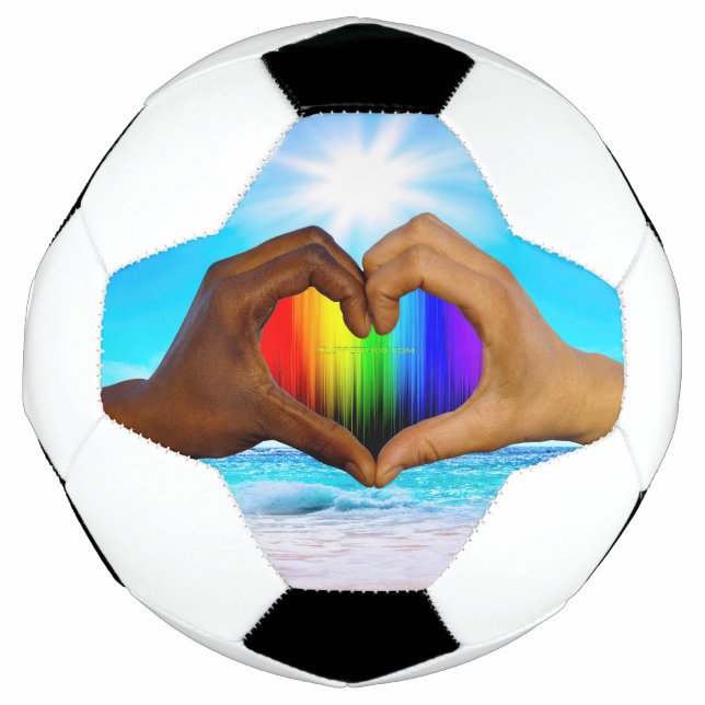 Balón De Fútbol SlipperyJoe gradiente de corazón de arcoíris vívid (Anverso)