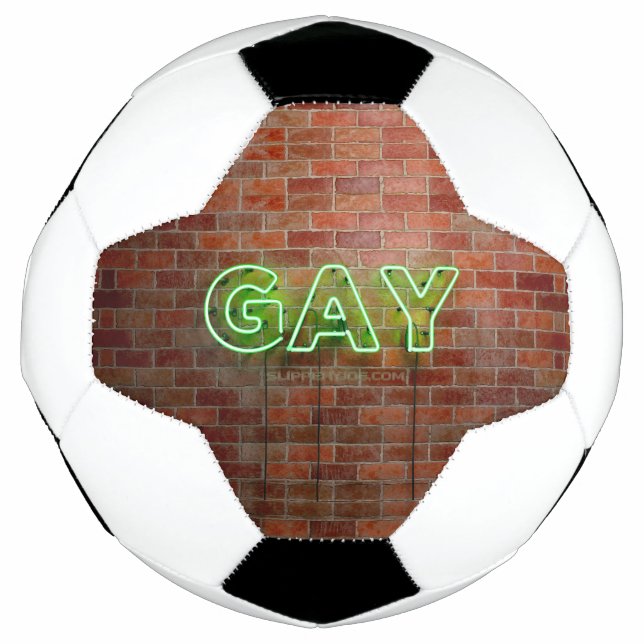 Balón De Fútbol SlipperyJoe signo de neón gay brillante vivo (Anverso)