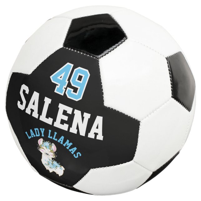 Balón De Fútbol Soccer  Llama  - Blue, Black and White  (Tres cuartos)