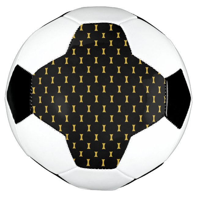 Balón De Fútbol Solid Black with Metallic Gold Mark Style (Girado)