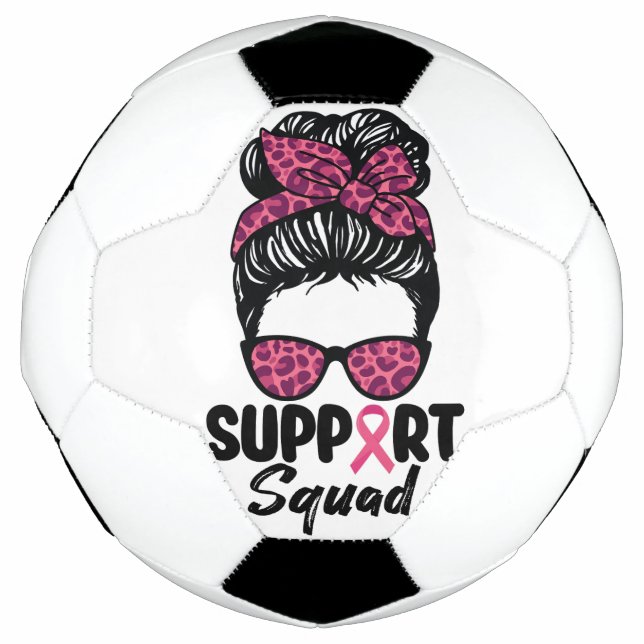 Balón De Fútbol Squad Messy Bun Guerrero Rosa Cáncer de Mama (Anverso)