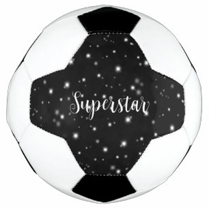 Balón De Fútbol Starlight Sparkles Black and White Stars