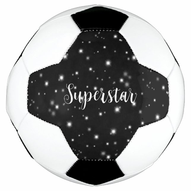 Balón De Fútbol Starlight Sparkles Black and White Stars (Anverso)