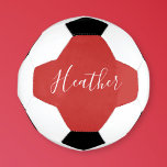 Balón De Fútbol Su guión blanco Personalizado en rojo<br><div class="desc">Moderno y elegante.</div>