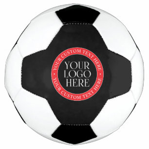 Balón De Fútbol Su logotipo u otra imagen Negro Rojo y Blanco